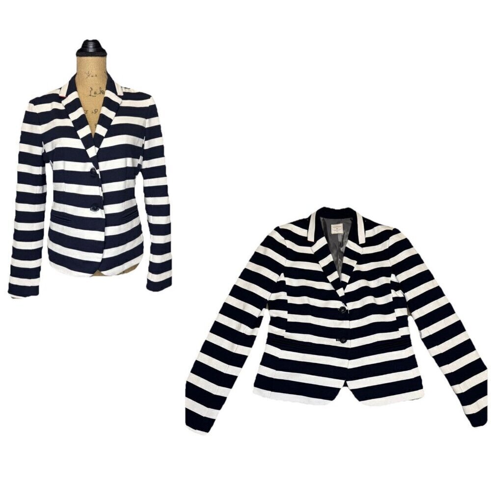 GAP THE ACADEMY BLAZER Striped Navy Nautical Academia Career Office Preppy Sz 6